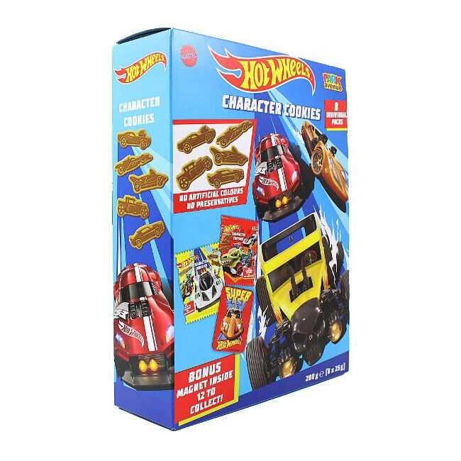 Hot Wheels Character Vehicle Shaped Cookies 200g Confectionery Snack (8 Pieces)