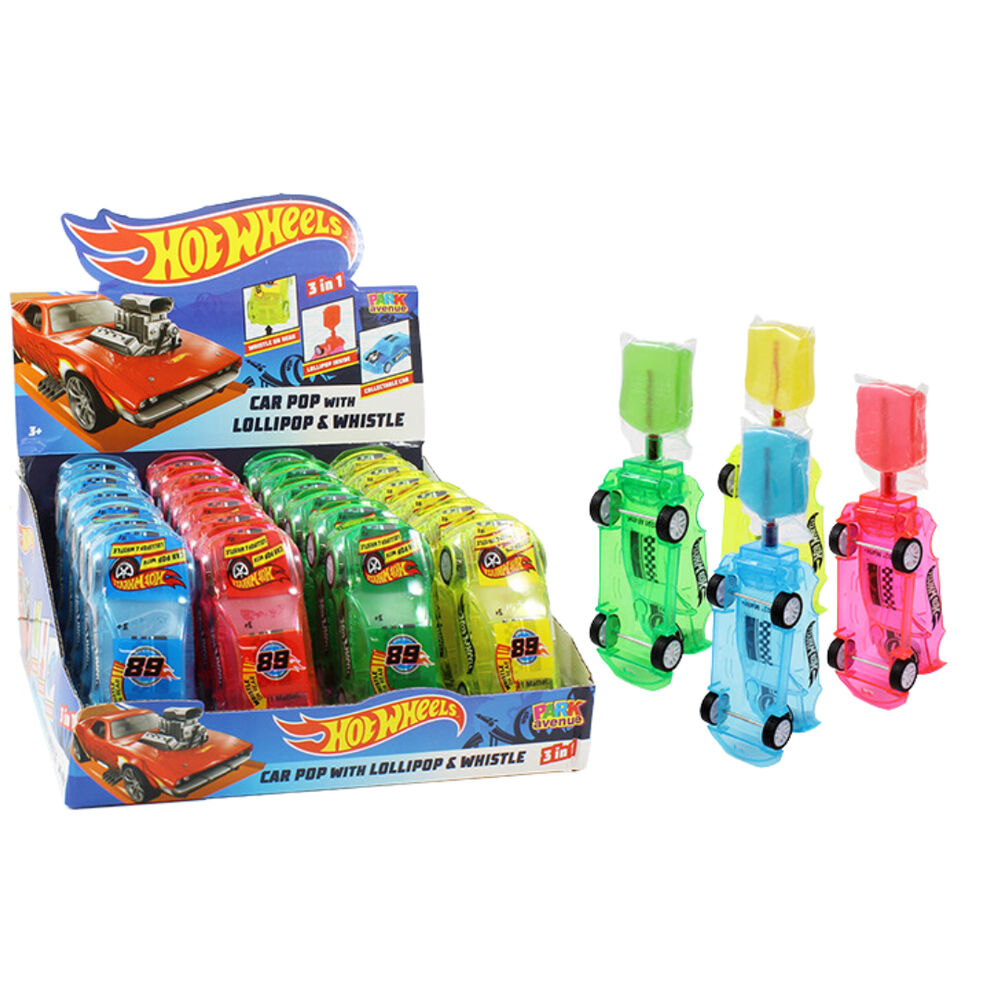 Hot Wheels 3-in-1 Car Pop w/ Lollipop & Whistle Lollies Assort 10g Confectionery — image 2