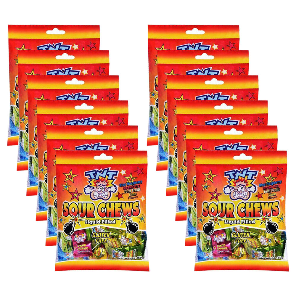 TNT Liquid Filled Sour Chews Variety Pack Candy Lollies 150g Assorted (12 Pack)