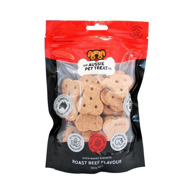 The Aussie Pet Treat CO Dog Biscuit Roast Beef 150g Snack Oven Baked (10 Pack) — image 2