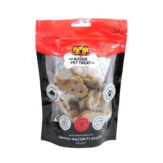 The Aussie Pet Treat CO Dog Biscuit Smoky Bacon 150g Healthy Oven Baked