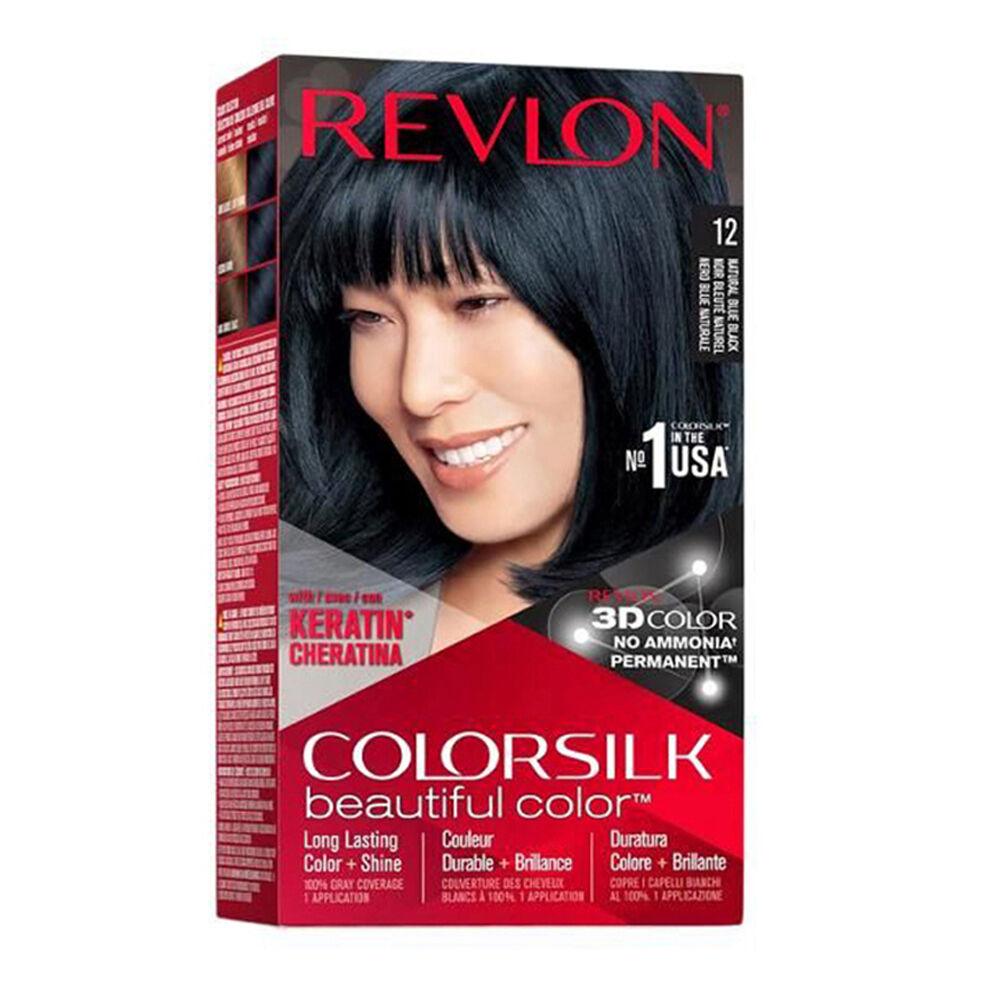 Revlon 12 Natural Blue Black Ammonia-Free ColorSilk Permanent Hair Colour Dye