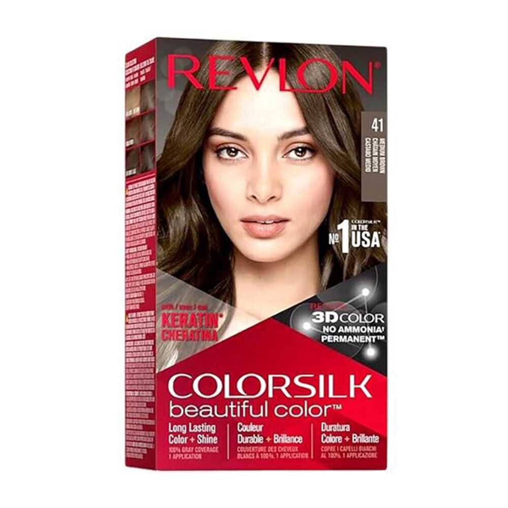 Revlon ColorSilk Permanent Hair Colour Dye Ammonia-Free 41 Medium Brown (6 Pack) — image 2