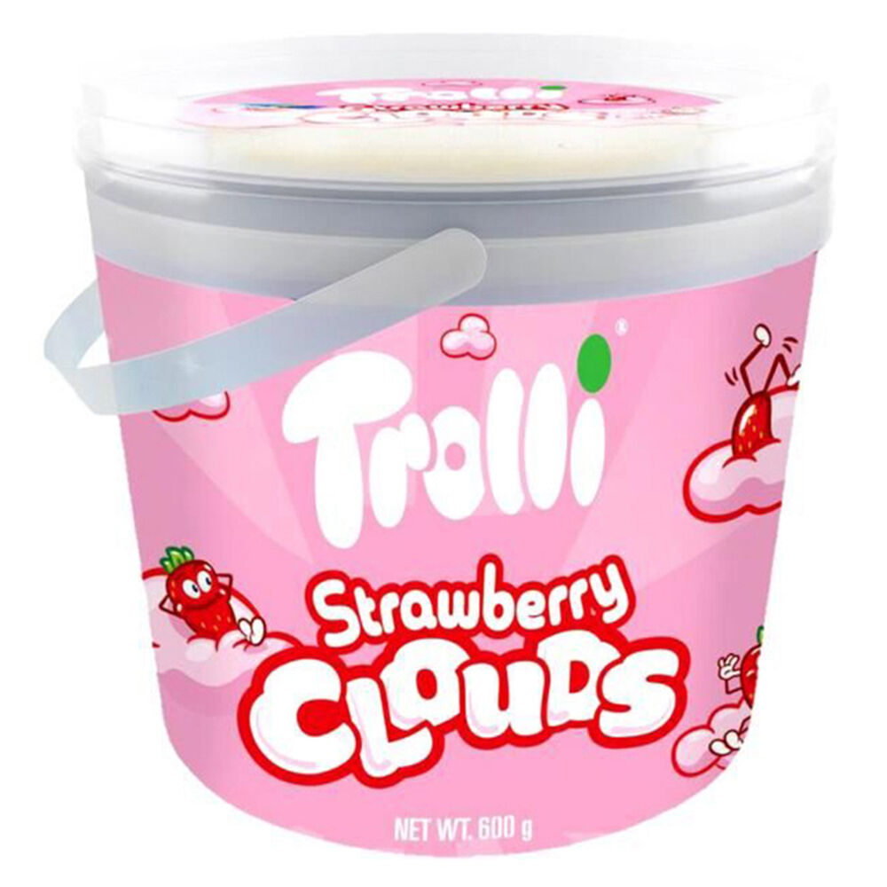 Trolli Strawberry Clouds Party-Size Bucket Chewy Candy Lollies 600g Red (3 Pack) — image 2