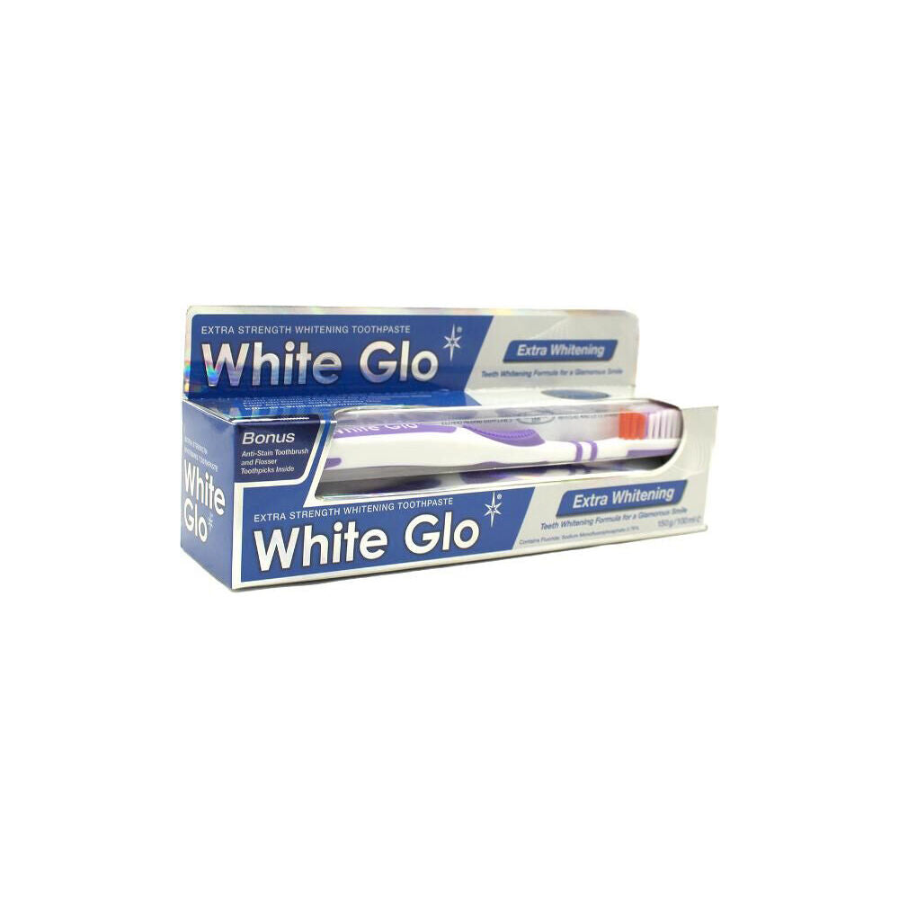 White Glo Extra Whitening Toothpaste & Toothbrush Dental Care Set 150g (2 Pieces) — image 2