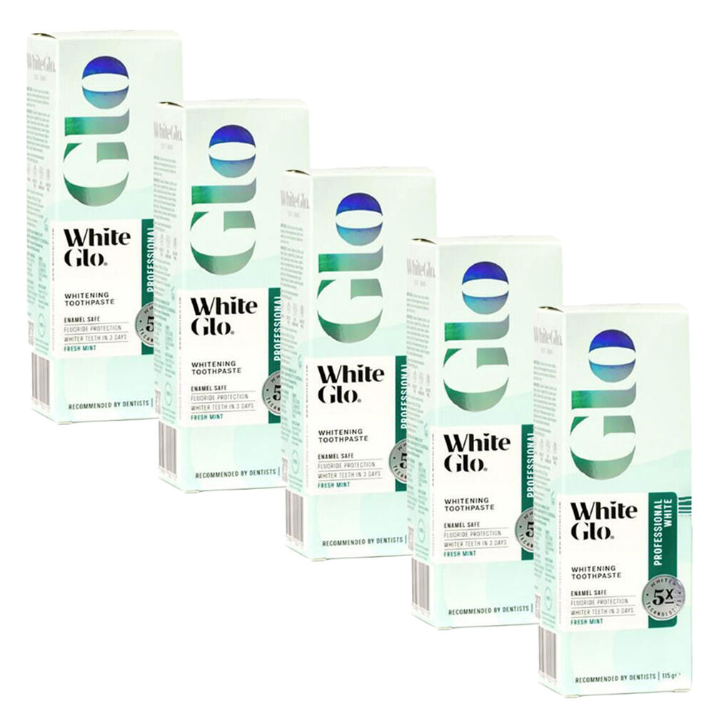 White Glo Professional-Level Whitening Dental Care Toothpaste 115g (5 Pack)