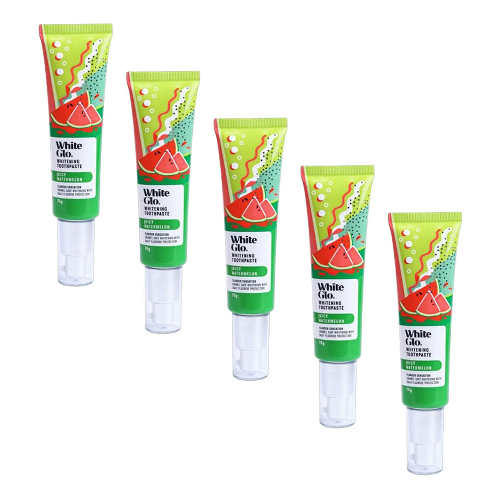 White Glo Juicy Watermelon Flavoured Whitening Dental Care Toothpaste 70g (5 Pack)
