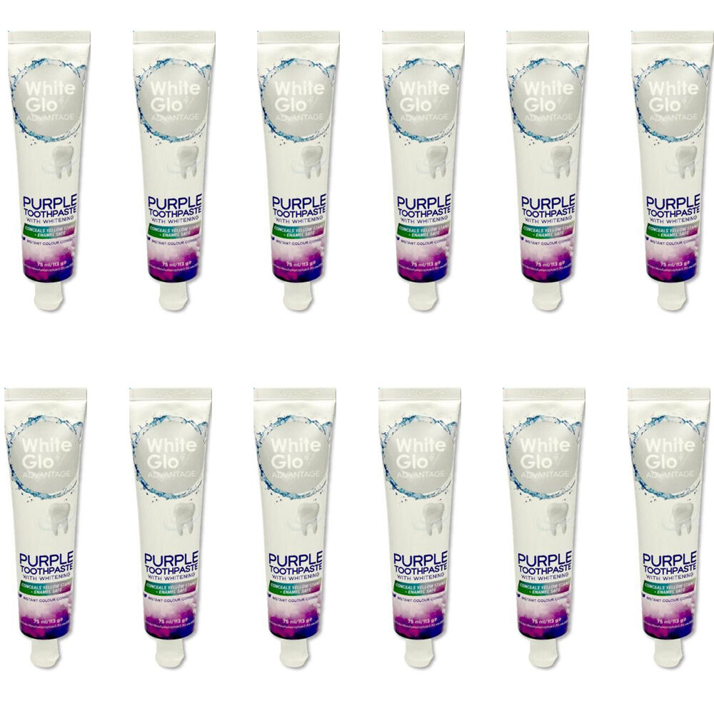 White Glo Advantage Purple w/ Whitening Dental Care Toothpaste 113g (12 Pack)