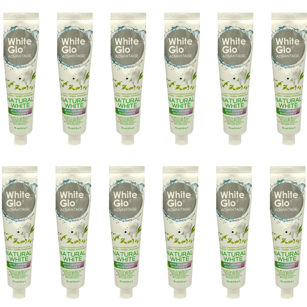 White Glo Advantage Natural Organic Whitening Dental Care Toothpaste 113g (12 Pack)