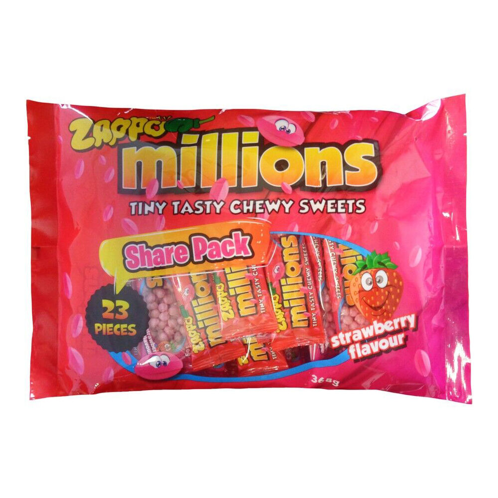 Zappo 368g Fruit-Flavoured Millions Strawberry Candy Share Pack Lollies
