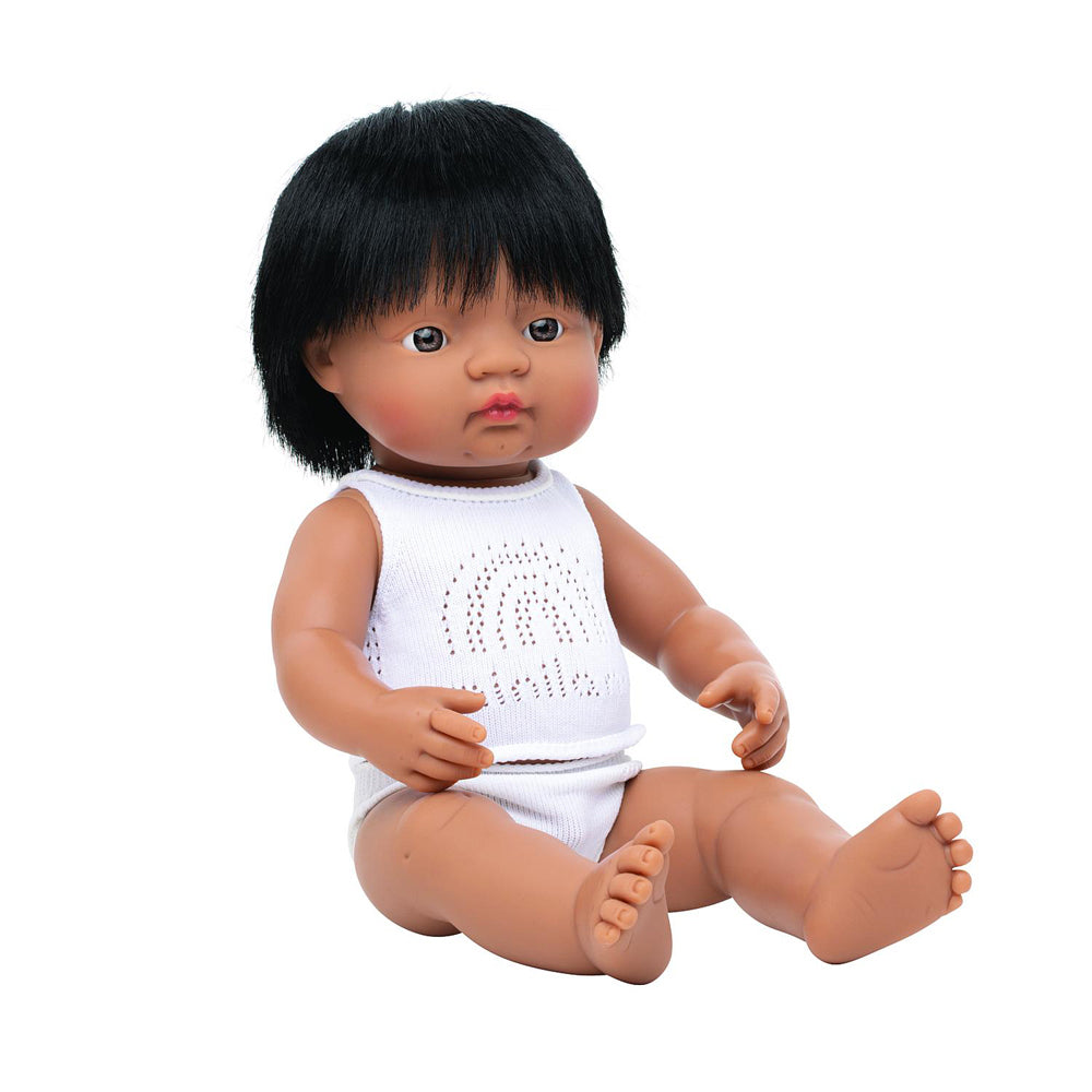 Miniland Baby Doll Hispanic Boy 38cm Lifelike Kids Fun Pretend Play Toy 10m+