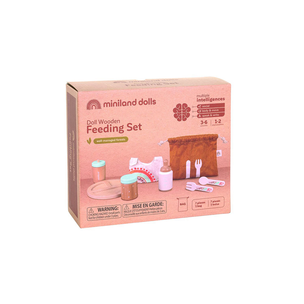 Miniland Doll Wooden Feeding Food/Meal Pretend Play Set Kids/Toddler Toy 3+ (8 Pieces)