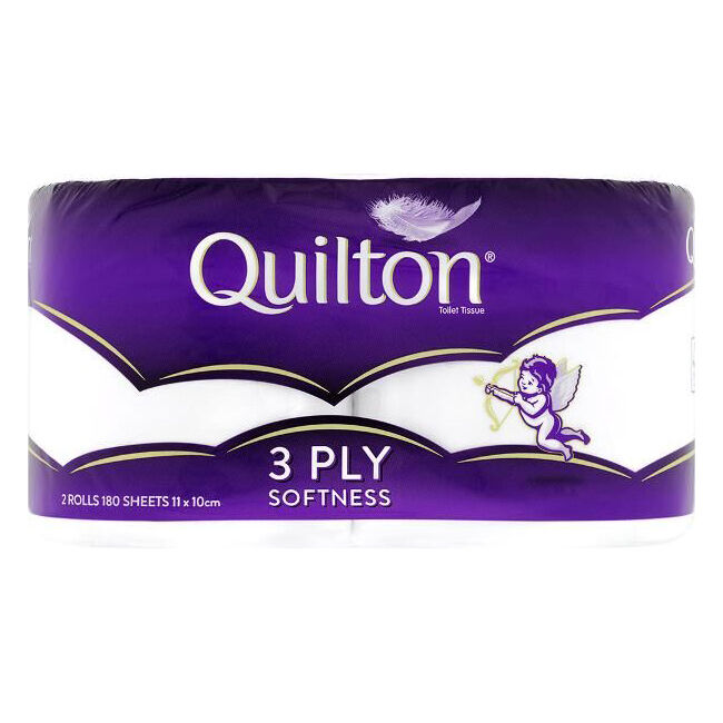 Quilton 180-Sheet Softness Tissue Roll 3-Ply White Toilet Paper (2 Pieces)