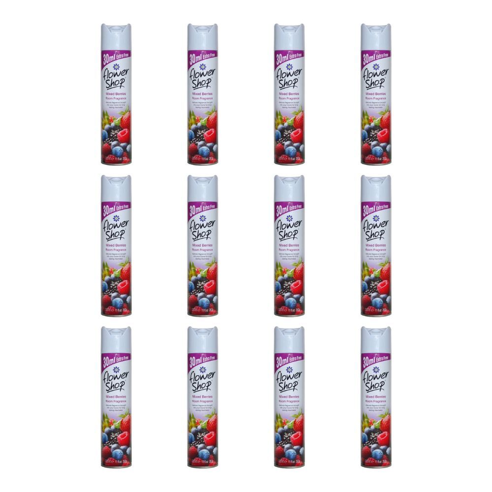 Flower Shop Home/Room Air Freshener Mixed Berries Fragrance Spray 330ml (12 Pack)