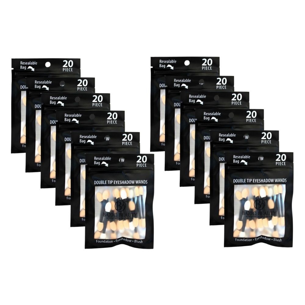 Bazic Beauty 20pc Bazic Beauty Double Tip Eyeshadow Wands Set Eye Makeup Applicator (12 Pack)