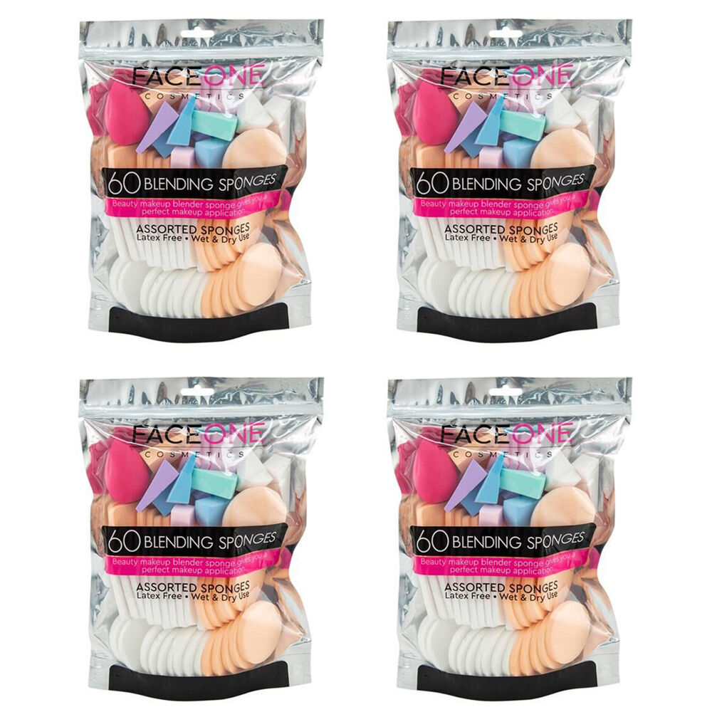 Faceone 60pc Faceone Beauty Blender Makeup Sponge Puff Foundation Applicator (4 Pack)