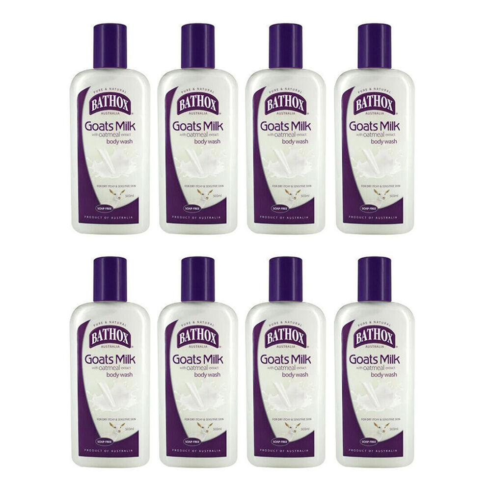 Bathox Goats Milk Oatmeal Extract Body Wash 500ml For Dry & Sensitive Skin (8 Pack)