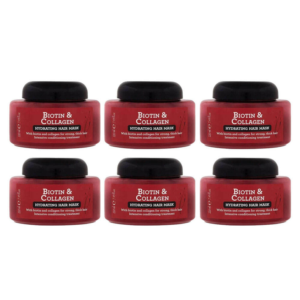 Biotin & Collagen Moisturising Hydrating Mask Tub 220ml Care All Hair Types (6 Pack)