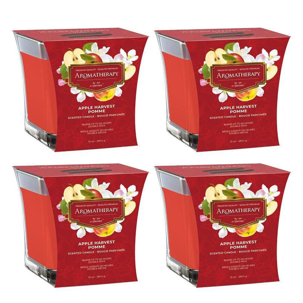 Air Fusion Glass Scented Candle Apple Harvest Red Home Room Fragrance (4 Pack)