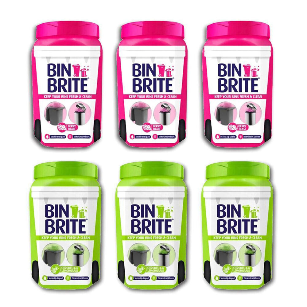 Bin Brite Waste Trash Can Odour Neutraliser Assorted 500g Scented (6 Pack)