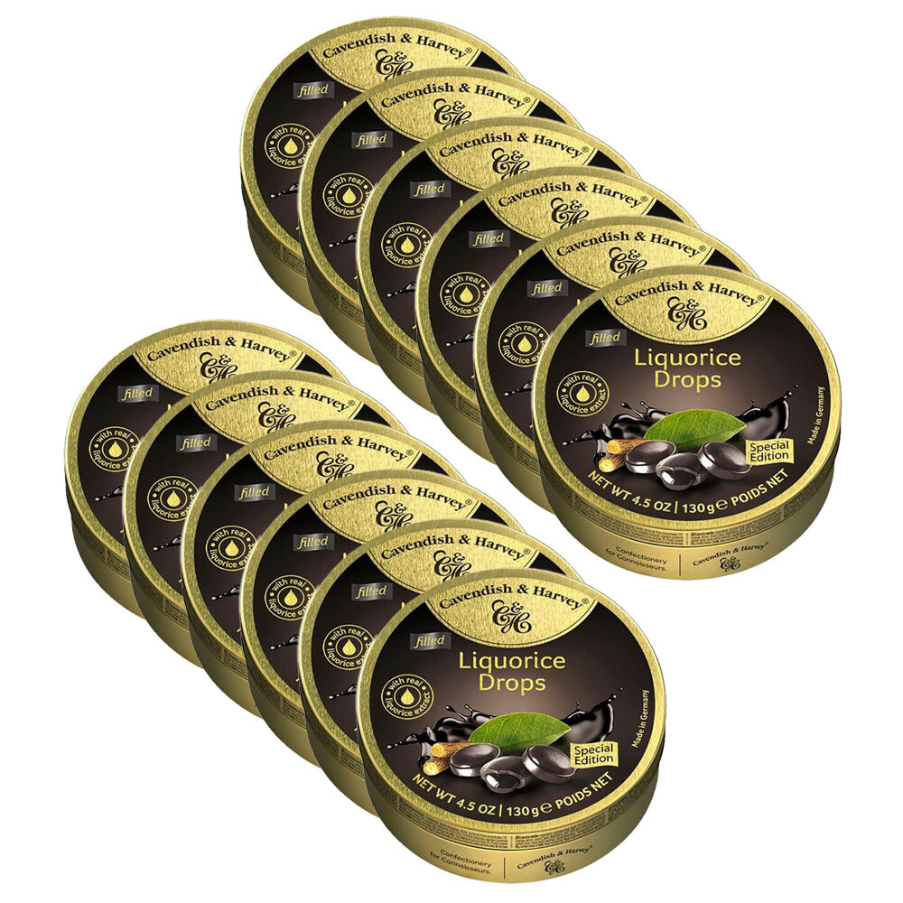 Cavendish & Harvey Liquorice Drops 130g Candy Lollies Sweet Confectionery (12 Pack)