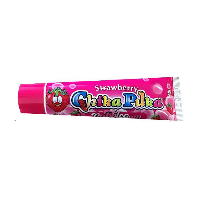 Chika Puka Fairy Floss Squeezable Bubble Gum 40g Strawberry Fruit Flavour (18 Pack) — image 2
