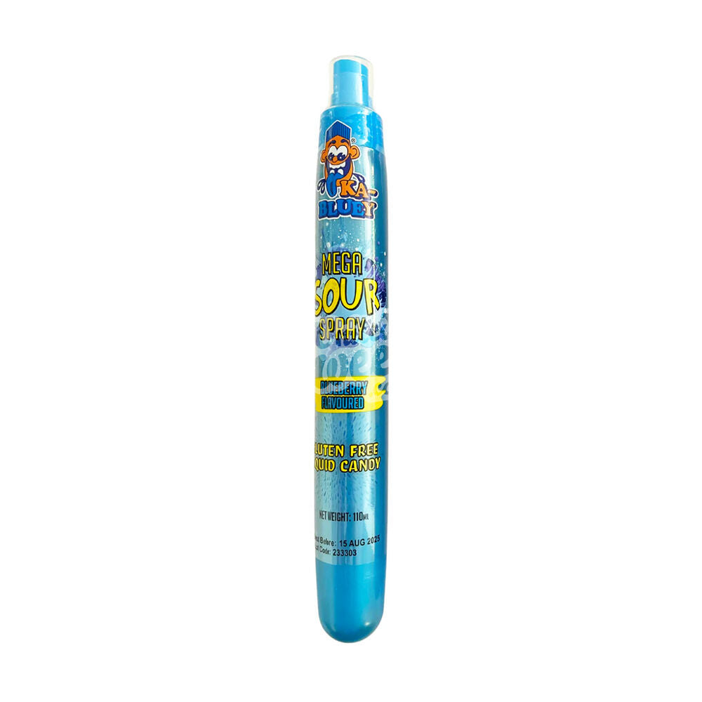 Ka-Bluey Mega Sour Spray Liquid Candy in Blueberry/Rasp Flavour 110ml Asst (12 Pack) — image 2