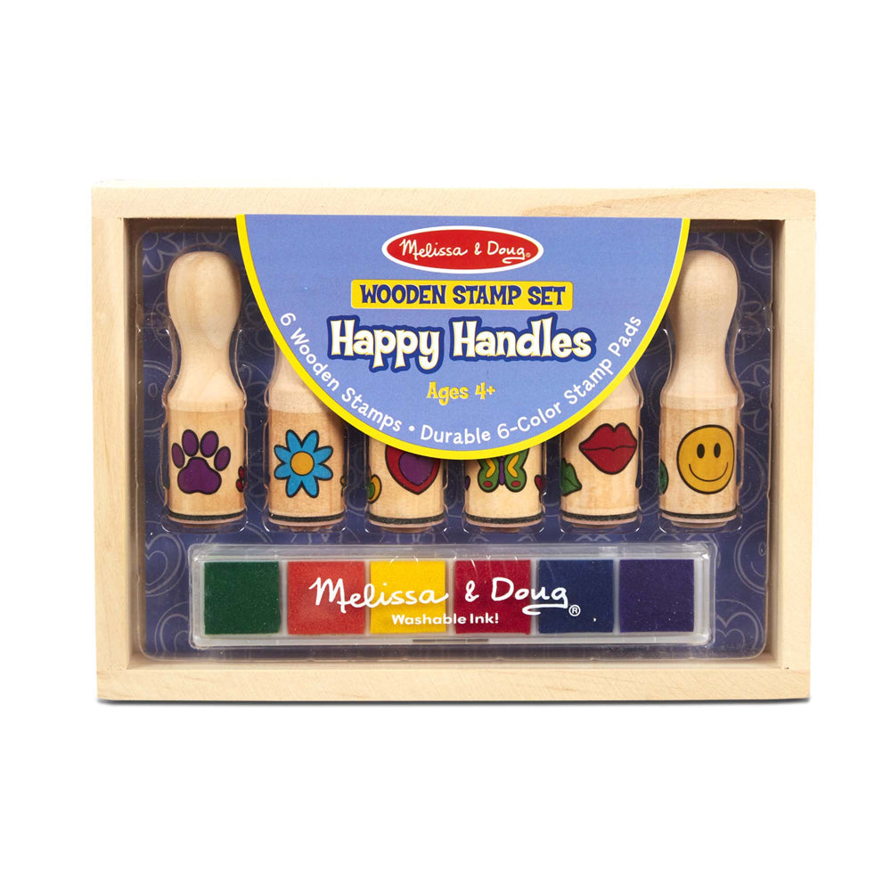 Melissa & Doug Happy Handles Wooden Stamp Set Kids/Child Educational Toy 4y+ (6 Pieces)