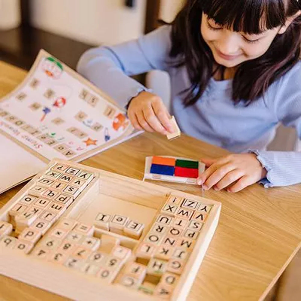 Melissa & Doug Deluxe Wooden ABC-123 Stamp Set Kids/Childrens Play Toy 4+