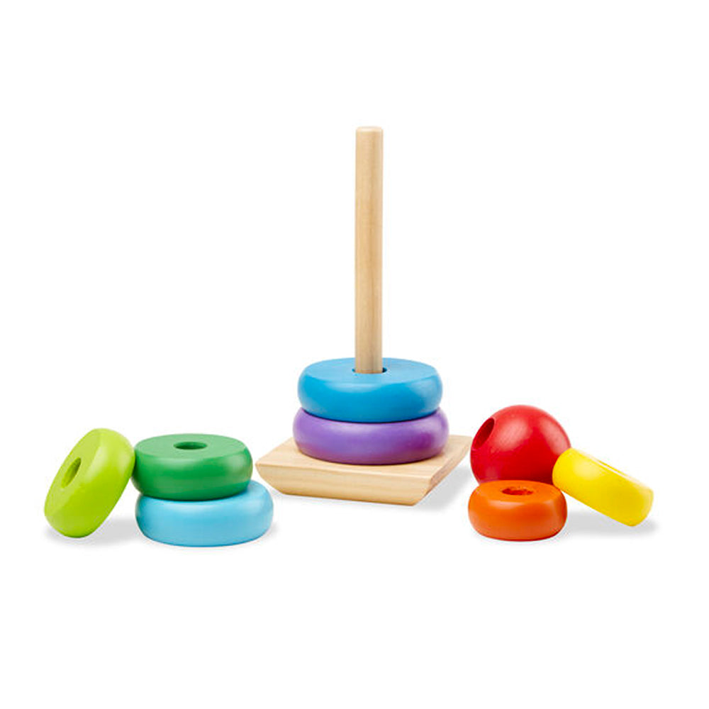 Melissa & Doug Rainbow Round Wooden Baby/Toddler Educational Stacker Rings/Tower — image 4