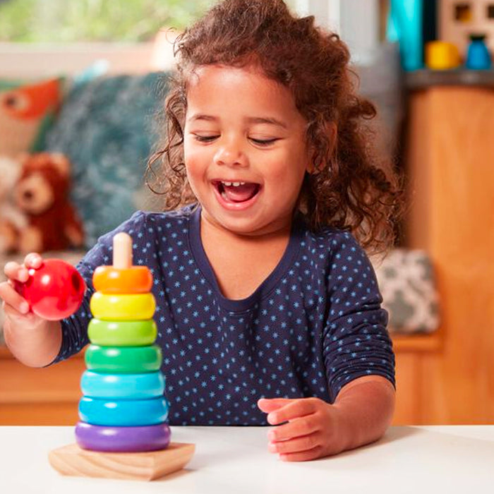Melissa & Doug Rainbow Round Wooden Baby/Toddler Educational Stacker Rings/Tower — image 5