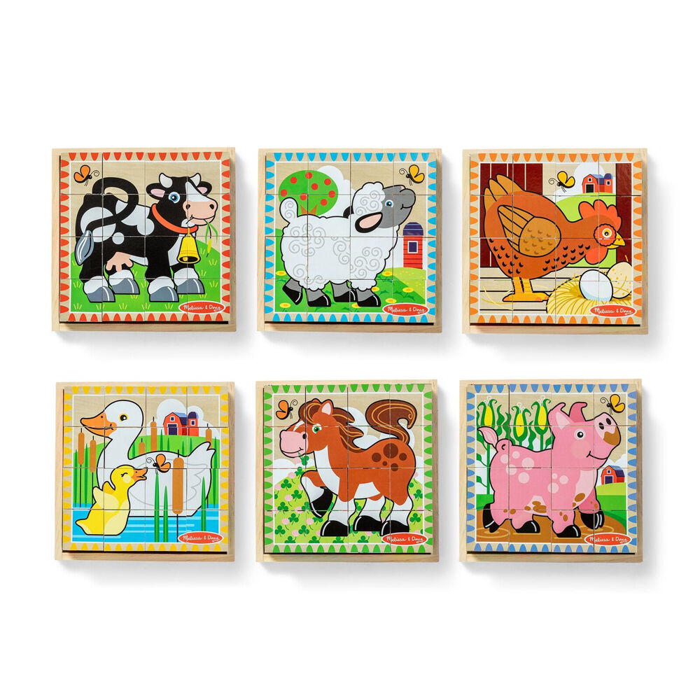 Melissa & Doug Cube Puzzle - Farm Animals Wooden Kids Toy Jigsaw 3y+ (16 Pieces) — image 2