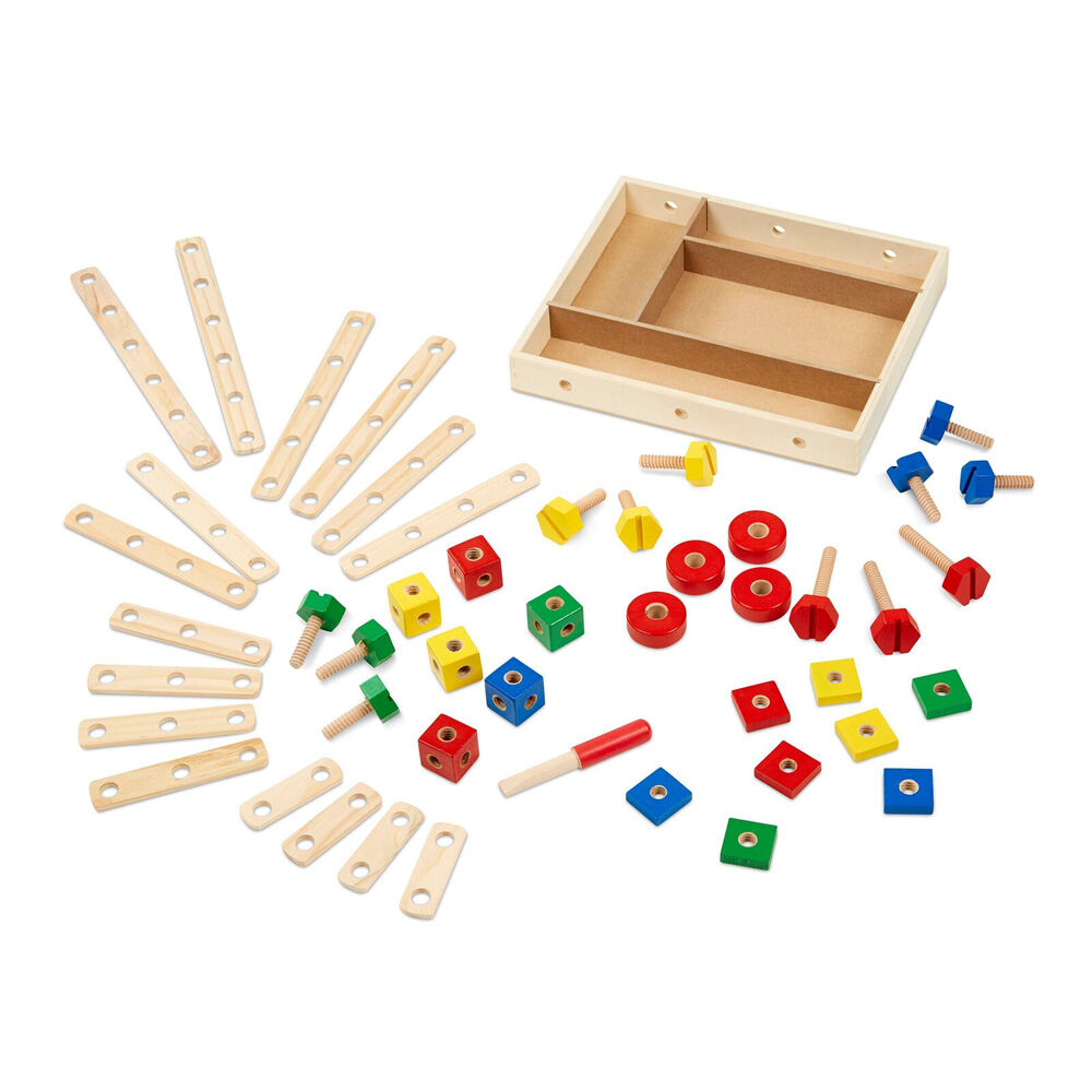 Melissa & Doug Construction Set in a Box Wooden Kids Toy Building Kit 4y+ (48 Pieces)