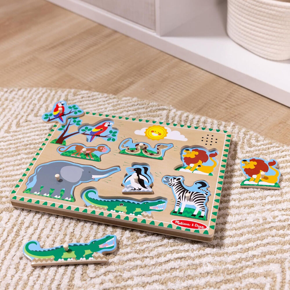 Melissa & Doug Zoo Animals Wooden Sound Puzzle Kids Toy Jigsaw 2y+ (8 Pieces) — image 3