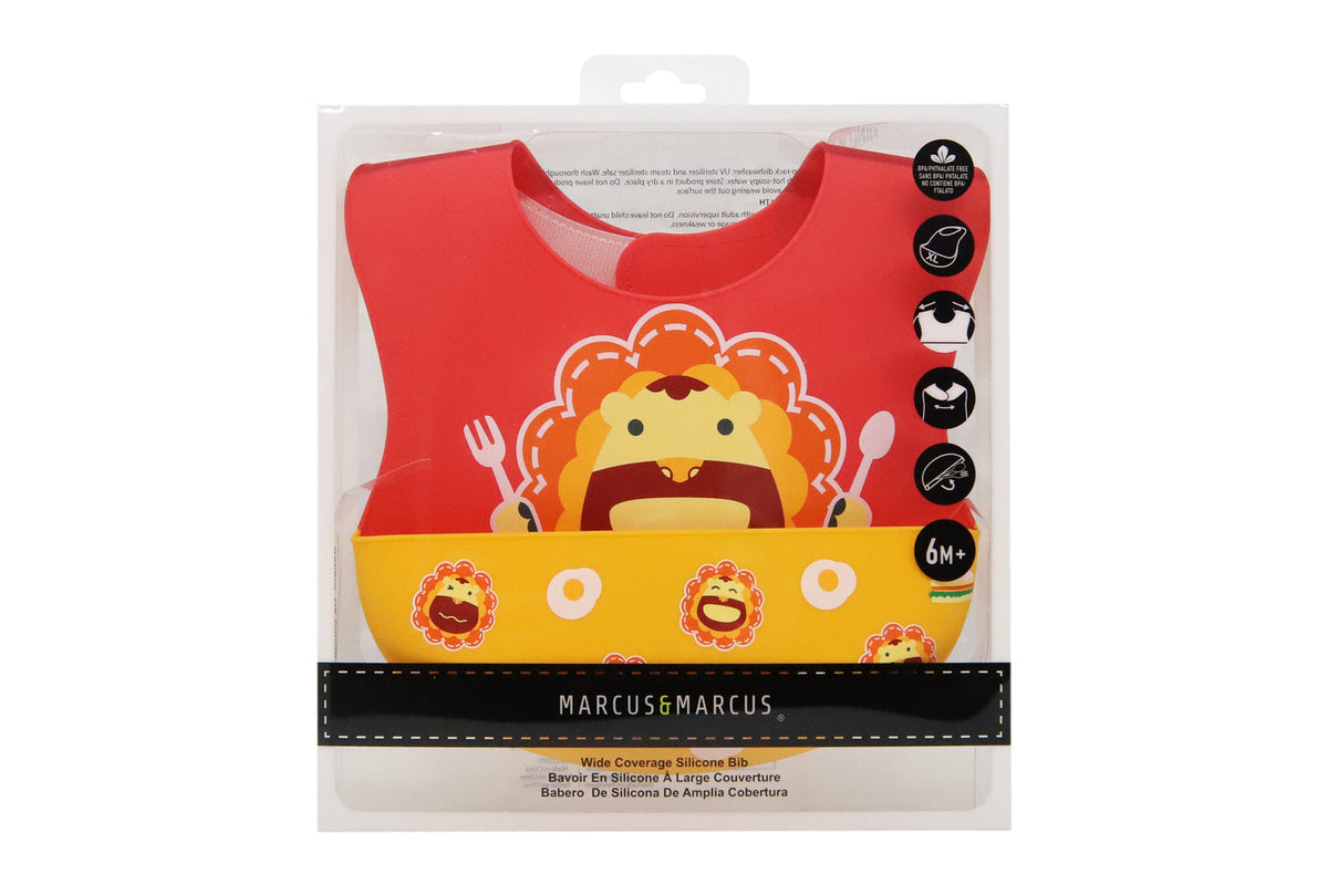 Marcus & Marcus Marcus Lion Red Wide Coverage Silicone Baby/Toddler Bib 6m+ — image 2