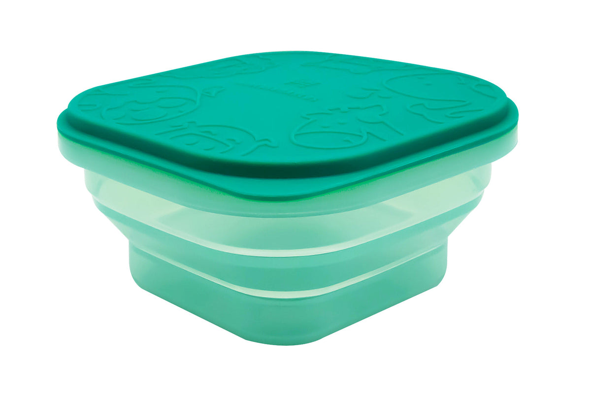 Marcus & Marcus Collapsible Snack Container Food Stroage Box w/Lid Silicone — Green