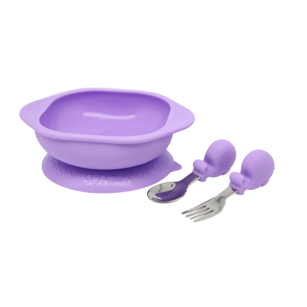 Marcus & Marcus Toddler Eating Bowl Meal Time Set Willow Whale Lilac 18m+ (3 Pieces)