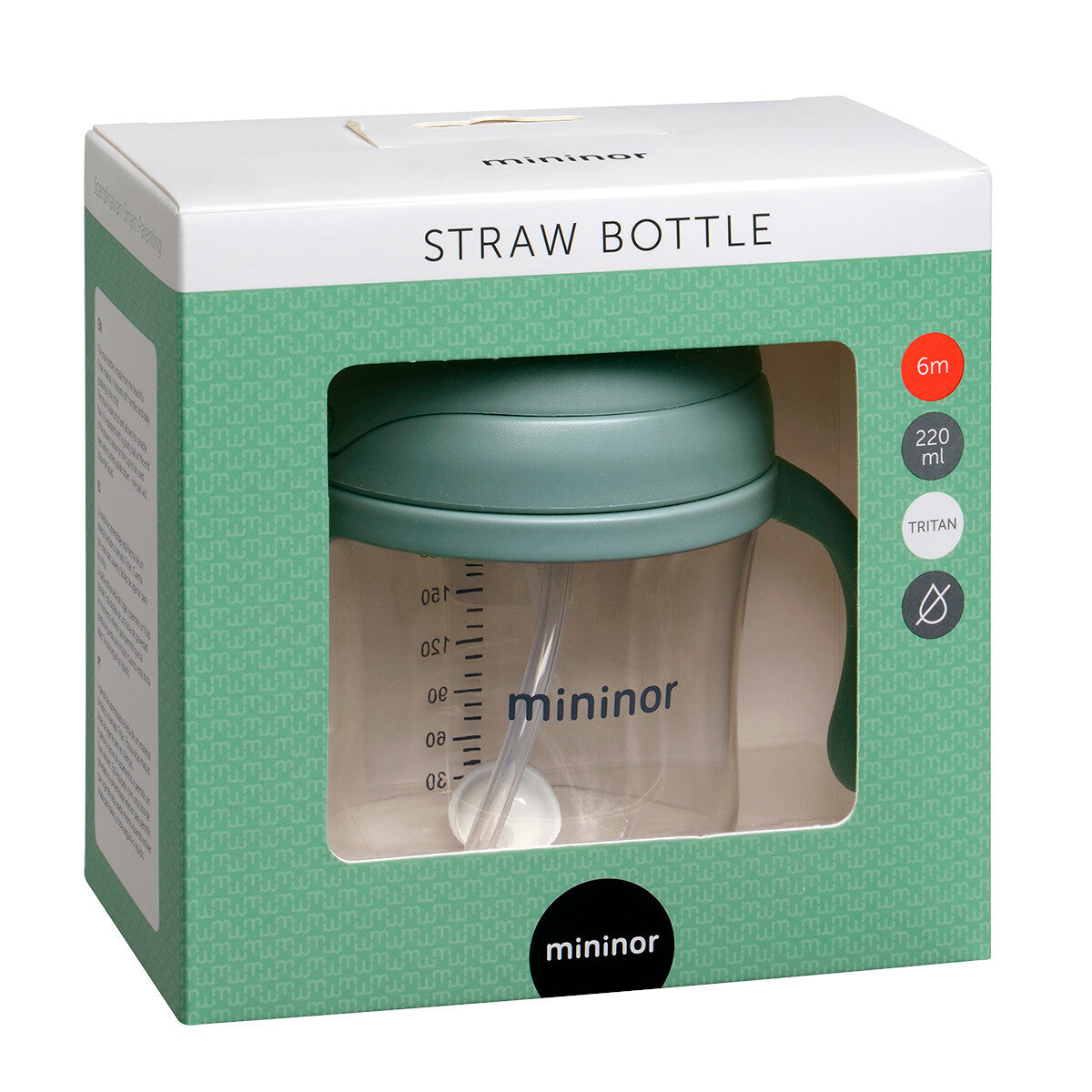Mininor Baby/Infant 220ml Tritan Straw Bottle Water/Juice Drink Cup Willow Green — image 6