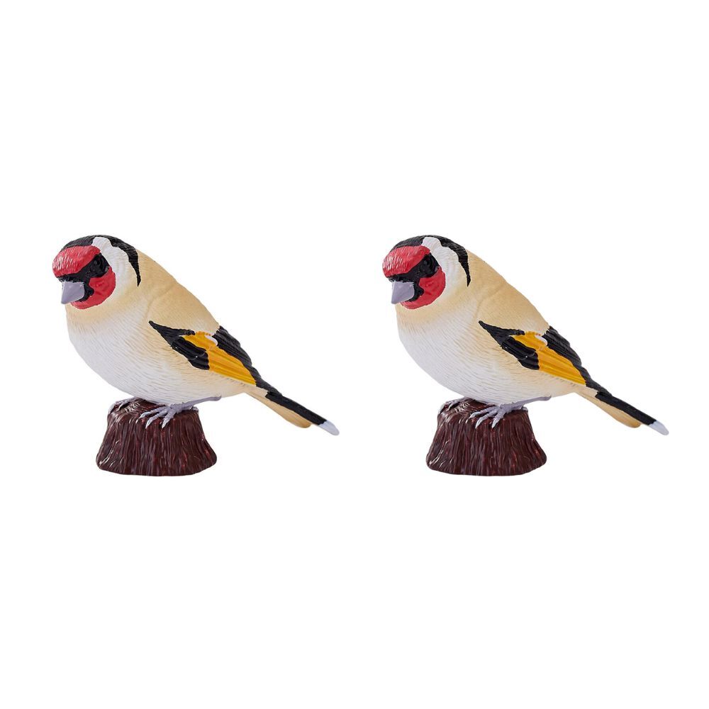 Mojo European Goldfinch 2025 Figurine Toy Bird Sculpture Decor Red/Yellow (2 Pack)