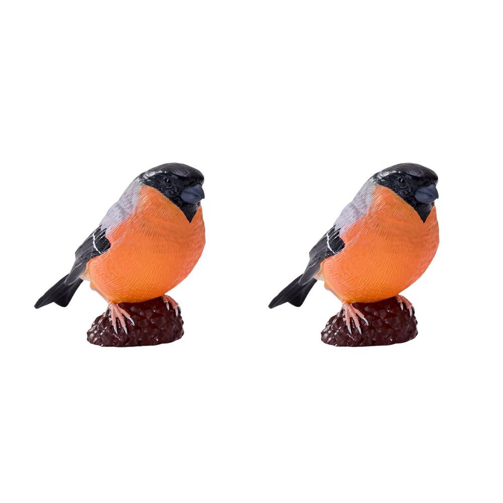 Mojo Bullfinch 2025 Figurine Bird Sculpture Home/Garden Decor Red/Black (2 Pack)