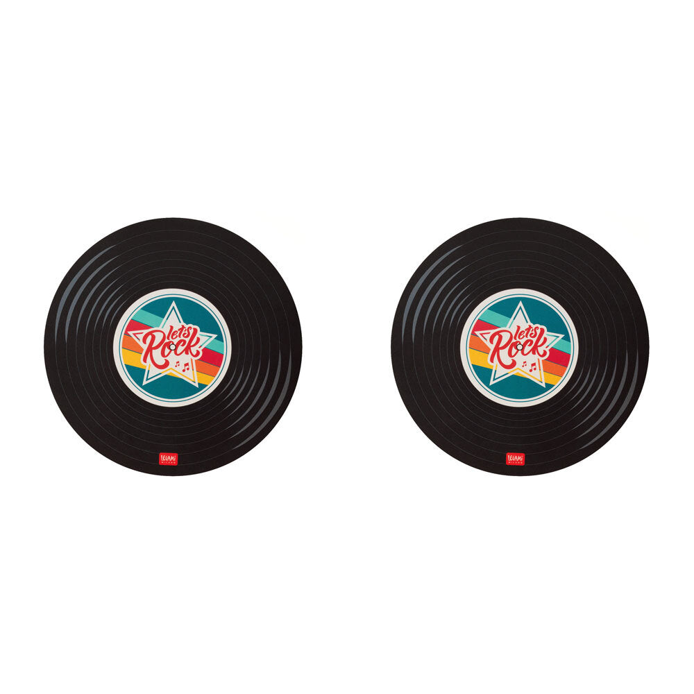 Legami PVC Mousepad Anti-Slip Computer/Laptop Mouse Mat Pad Round Vinyl Black (2 Pack)
