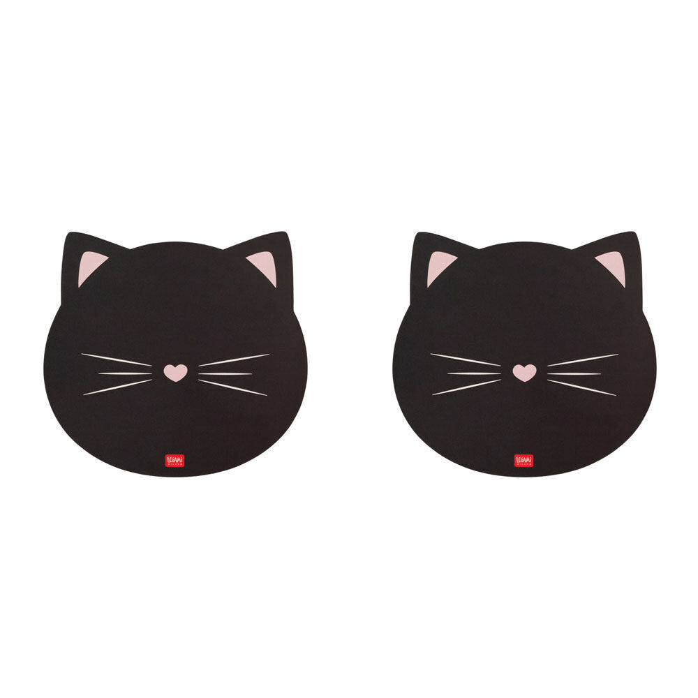 Legami PVC Mousepad Anti-Slip Computer/Laptop Desk Mouse Mat Pad Kitty Black (2 Pack)