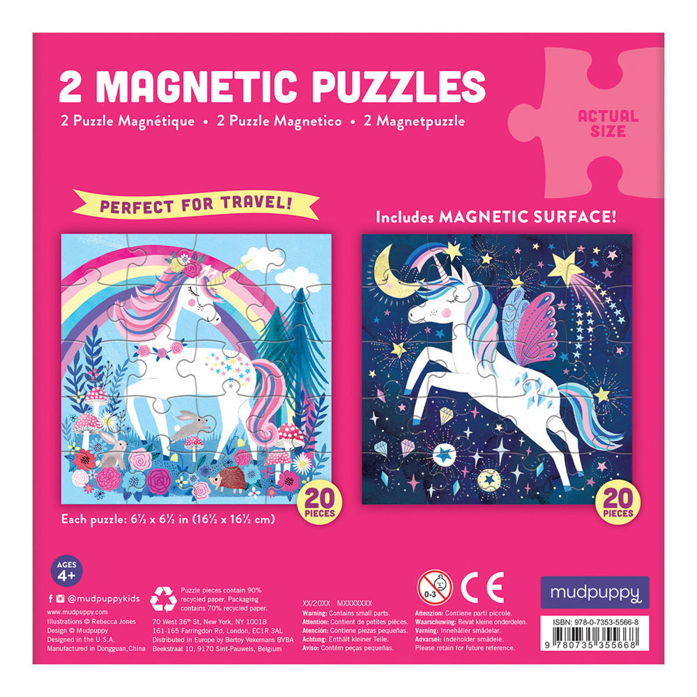 Mudpuppy Magnetic Jigsaw Puzzle 17x17cm Magic Unicorn Kids Play Game 3+ (20 Pieces)