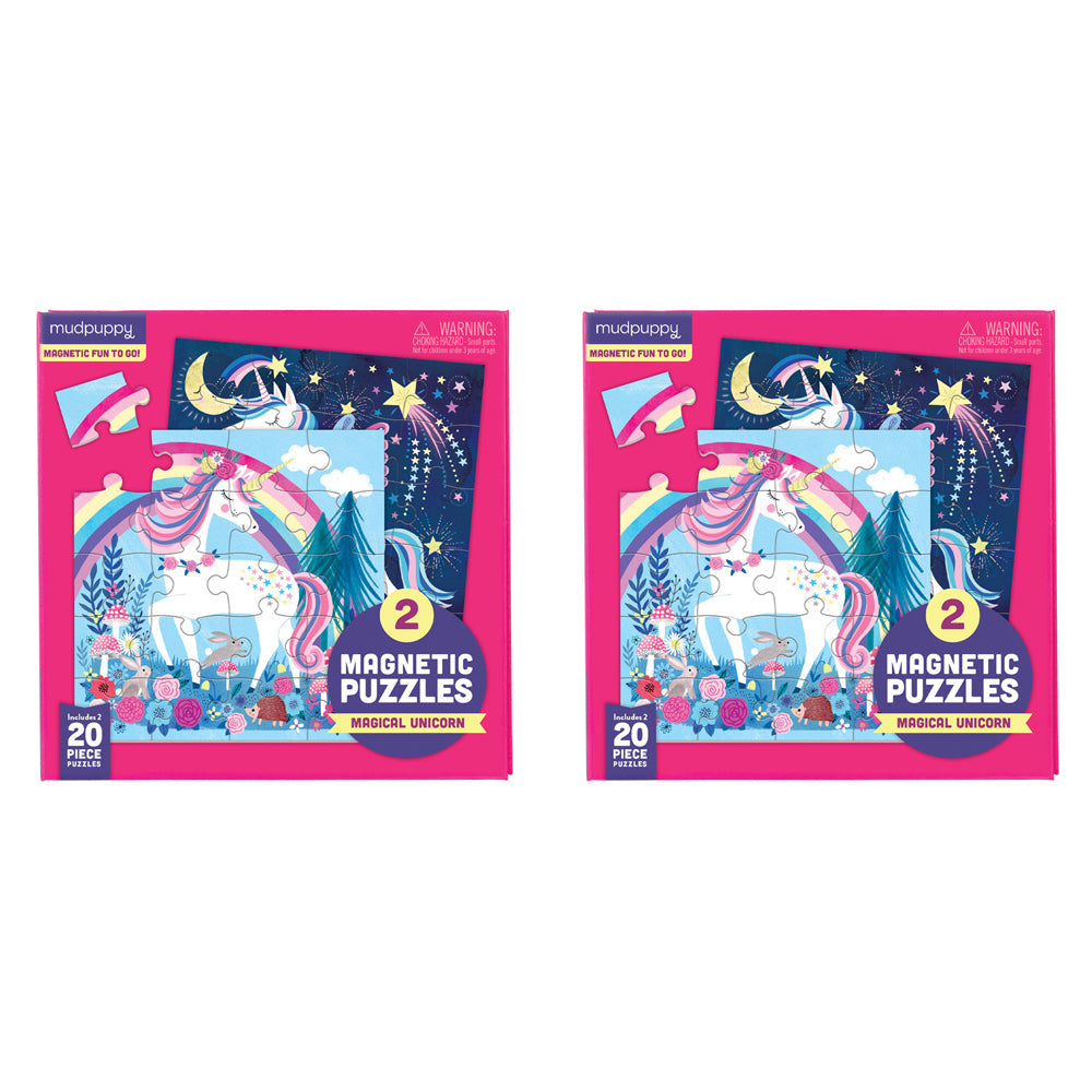 Mudpuppy 20pc Mudpuppy Magnetic Jigsaw Puzzle 17x17cm Magic Unicorn Kids Play Game 3+ (2 Pack)