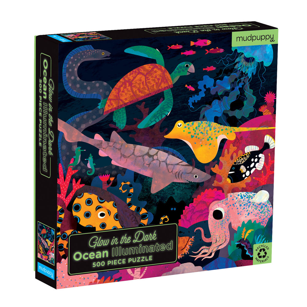 Mudpuppy Kids Glow In Dark Jigsaw Puzzle Game Toy 51x51cm Ocean 8+ (500 Pieces)