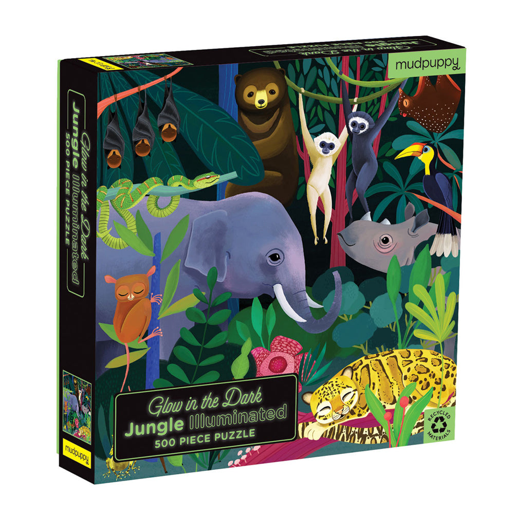 Mudpuppy Kids Glow In Dark Jigsaw Puzzle Game Toy 51x51cm Jungle 8+ (500 Pieces)