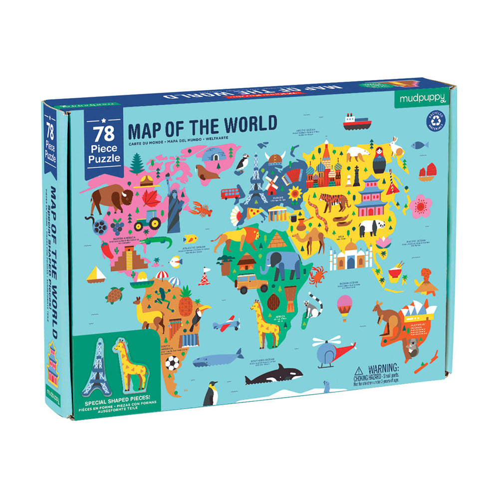 Mudpuppy Geography Kids Jigsaw Puzzle Toy 59x42cm Map Of World 5-9y (78 Pieces)