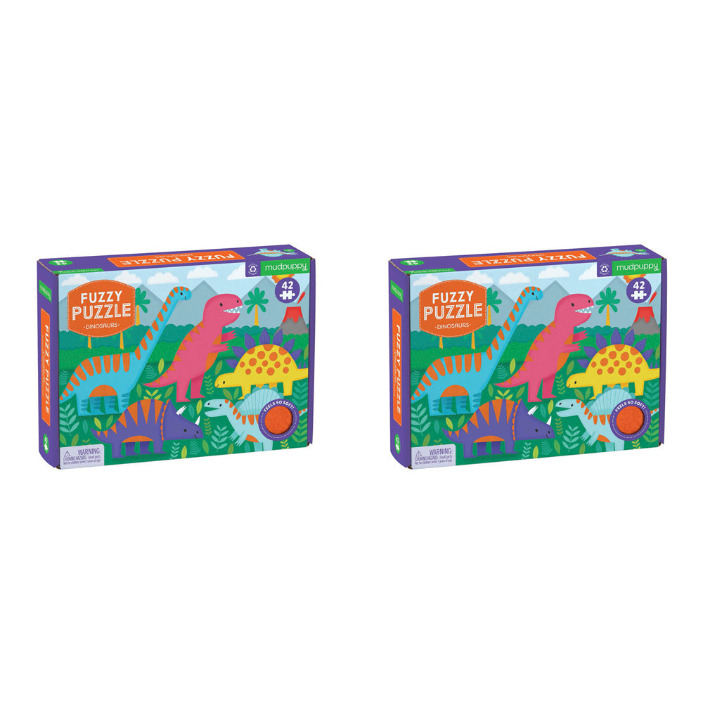 Mudpuppy 42pc Mudpuppy Kids/Children Jigsaw Puzzle Toy 38x38cm Fuzzy Dinosaurs 3+ (2 Pack)