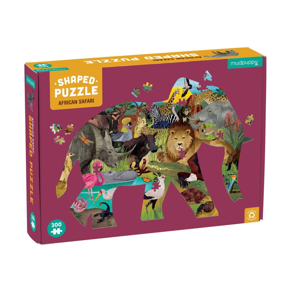 Mudpuppy Shaped Jigsaw Puzzle 58x39cm African Safari Kids Game 7y+ (300 Pieces)