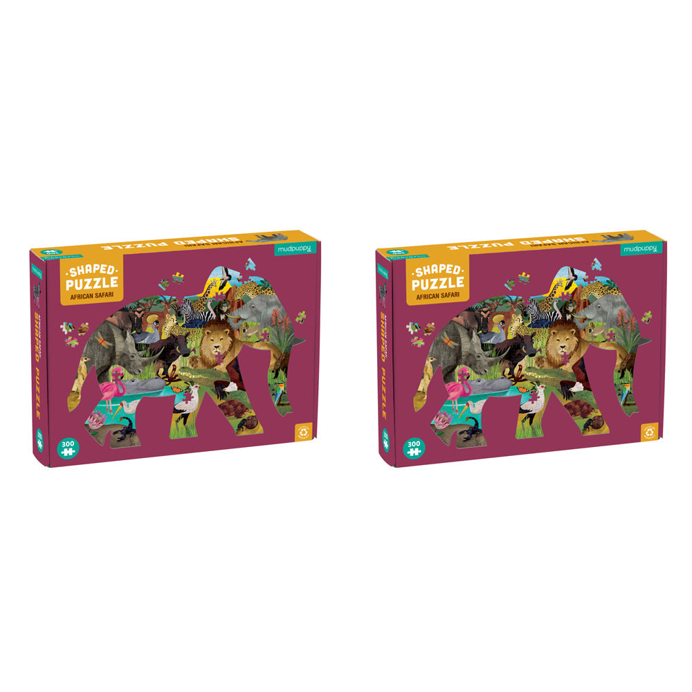 Mudpuppy 300pc Mudpuppy Shaped Jigsaw Puzzle 58x39cm African Safari Kids Game 7y+ (2 Pack)